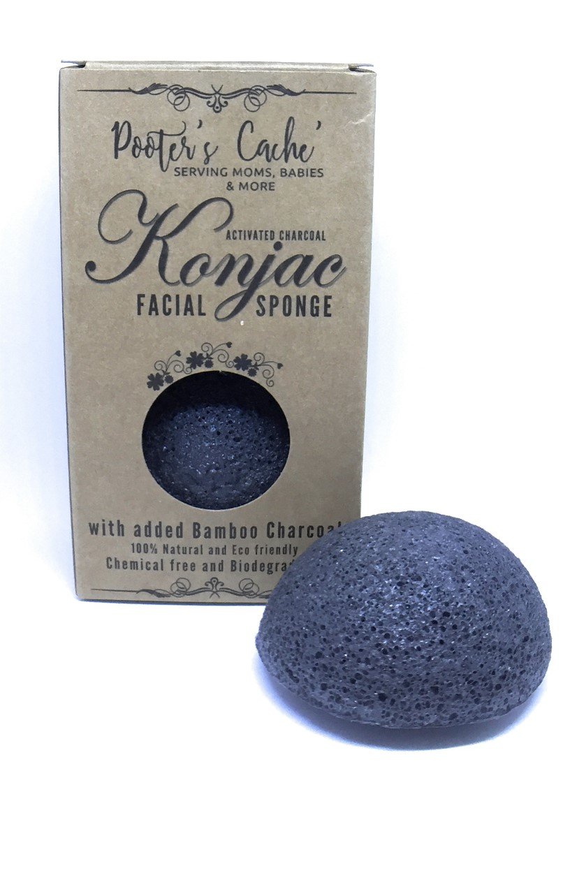 KONJAC SPONGE - All Natural Activated Charcoal with Added Bamboo Charcoal