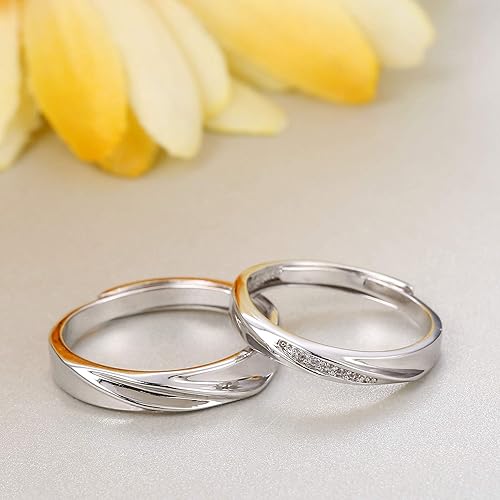 Amazon Orazio オラジオ ペアリング カップル リング メンズリング キラキラ 結婚指輪 婚約指輪 オープンリング フリーサイズ 2個セット 恋人 プレゼント リング 通販