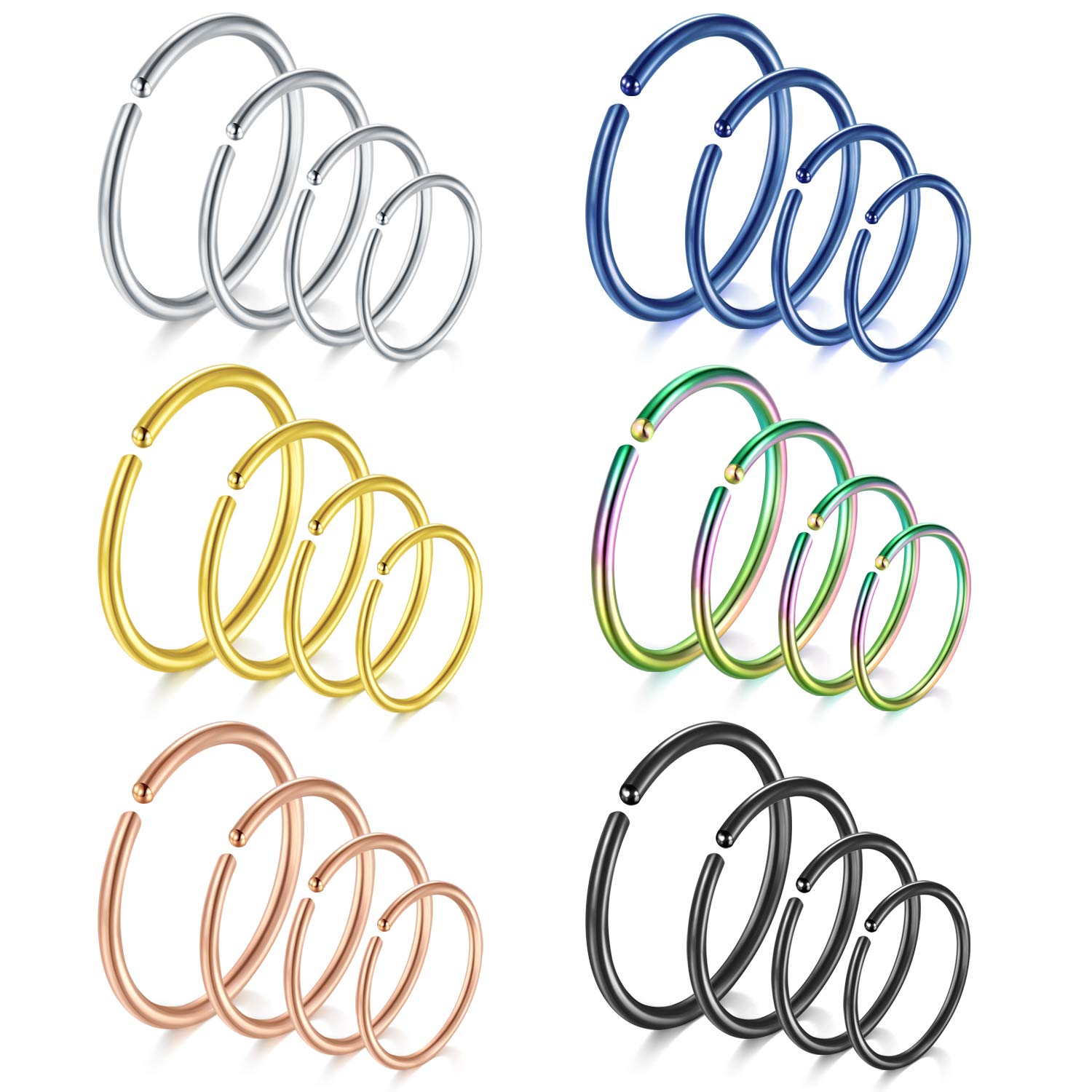 LAURITAMI Fake Nose Rings Septum Hoops Surgical Steel Clip On Septum Nostril Ring Nose Non Piercing Jewellery