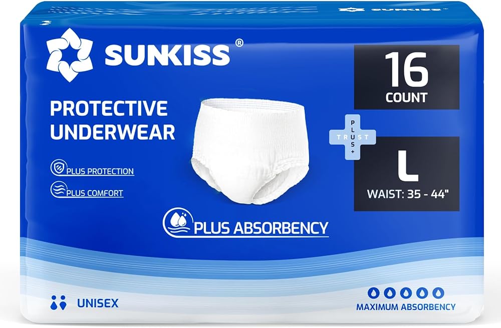 SUNKISS TrustPlus Incontinence Pants for Men and Women Large 16 Count