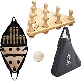 CROWN ME Shuffleboard Bowling Pin Set with 10 Pcs Bowling Pins Durabel Triangular Pinsetter Resin Bowling Ball and Carrying Bag