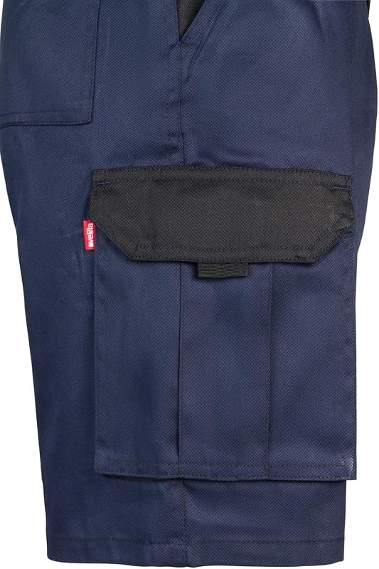 - 103021B; Bermuda Bicolor Multibolsillos; Color Azul Navy y Negro; Talla 42
