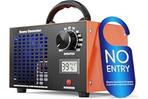 DDHTSAL Ozone Generator 60000mg/H with Temp/Humidity Display - 120 Min Timer O3 Ionizer Air Purifier for Large Spaces (5000 Sq.Ft) - Upgraded Ozone Machine for Cars, Homes, Hotels, Kitchens & Pet Areas