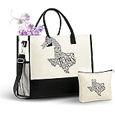 InnoBeta Texas Gifts for Women, US State Gifts Canvas Tote Bag, with Top Zipper Closure and Shoulder Strap for Birthday, Mother's Day, Christmas