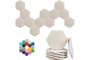 UNECHO Hexagonal Acoustic Panels-12 Pack High-Density Sound Absorbing Panels 12"X10"X0.4" for Enhanced Noise Reduction, DIY Design, Idea for Studios, Offices, and Home Theaters(Light Camel)