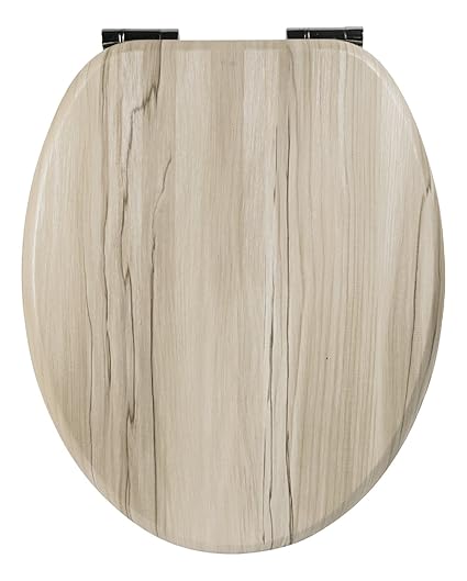 Sanlux 40382 5 Sitz Marrocino, Toilettensitz, WC-Brille aus Holz, Soft-Close-Absenkautomatik, Klodeckel, Toilettendeckel, Met