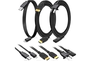 BRENDAZ BRENDEZ Replacement Set of Cables,- HDMI Cable 8K with Ethernet Male to Male + USB Cable + Power Cord Compatible with Sony PlayStation 4 Pro and PlayStation 4 PS4 Gaming Console (6-FEET)
