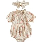 Newborn Baby Girl Muslin Bubble Romper Summer Clothes Vintage Ruffle Short Sleeve Infant Onesie Bodysuits Outfit