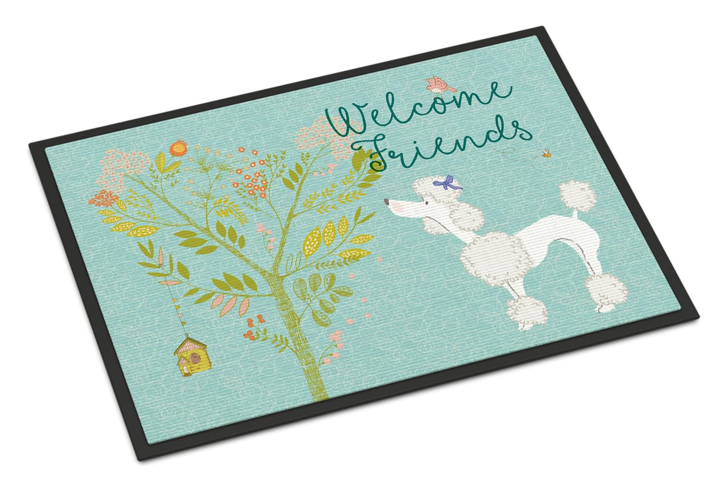 Caroline's Treasures Welcome Friends White Poodle Doormat, Felt, Multi Color, 2' x 3' (Rectangular)