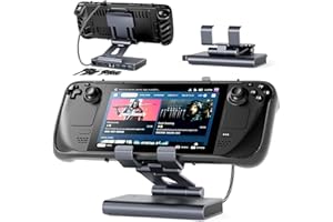 MEPATEM Docking Station for Steam Deck/ROG Ally X/Legion Go/MSI Claw, 6-in-1 Adjustable Stand Steam Deck Dock with HDMI 4K@60Hz, 1000Mbps Ethernet, 3* USB-A 3.0 and Fast Charging Compatible Steam Deck OLED