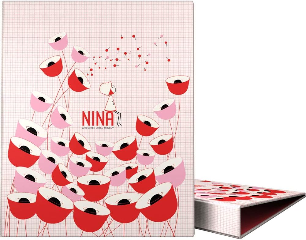 Grafoplás 88141974 Nina and Other Little Things Collection 4-Ring Binder 25mm Poppies A4, Modell Poppies