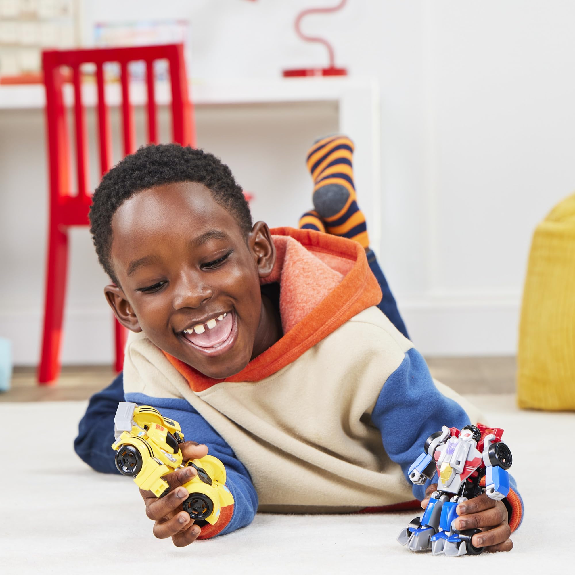 Transformers Bumblebee and Starscream Bot Racers, Easy to Change from Robot to Car Toys, Action Figures for Boys and Girls, Kids Christmas Stocking Stuffers, Ages 3+ (Amazon Exclusive)