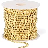 16.5FT Gold Dot Chains Roll, 2.5MM 18K Gold Plated Brass Flat Ball Bead Chains Spool Bulk for Jewelry Making