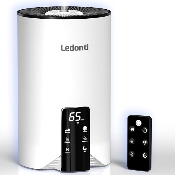 HUMIDIFIERS FOR BEDROOM SMART CONTROL – DUAL MIST COOL & WARM MIST HUMIDIFIER 4L BIG CAPACITY TOP FILL WATER TANK, QUIE HUMIDIFIER, FOR LARGE ROOMS HOME LIVING OFFICE BABY – ULTRASONIC HUMIDIFIER