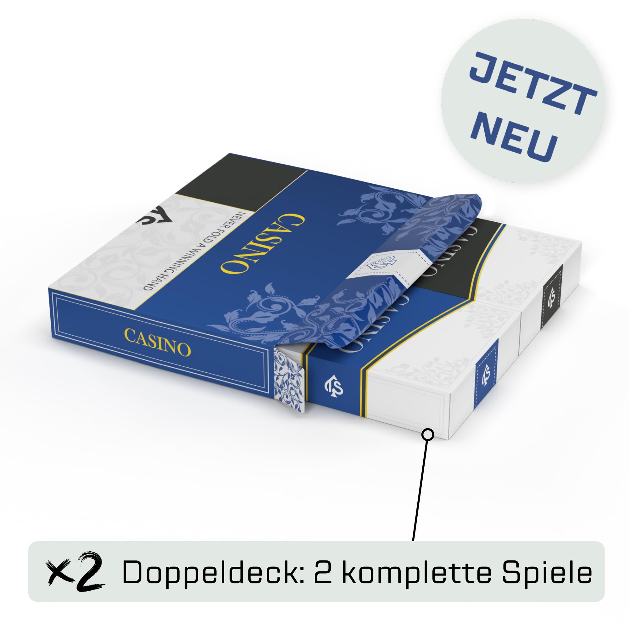 TS Spielkarten Premium Poker & Blackjack Karten 2er Set Casino | 100% Kunststoff | Wasserfest | 63x88 mm | 2 Decks mit je 57 Karten 2
