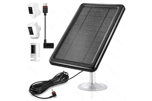 KAKAJUELO Solar Panel Camera Charger, Solar Charger Compatible with Ring Stick Up Cam 2nd & 3rd Gen, Ring Spotlight Cam Battery, 5.5V 4.5W Output Super Fast Charging, Waterproof (1)