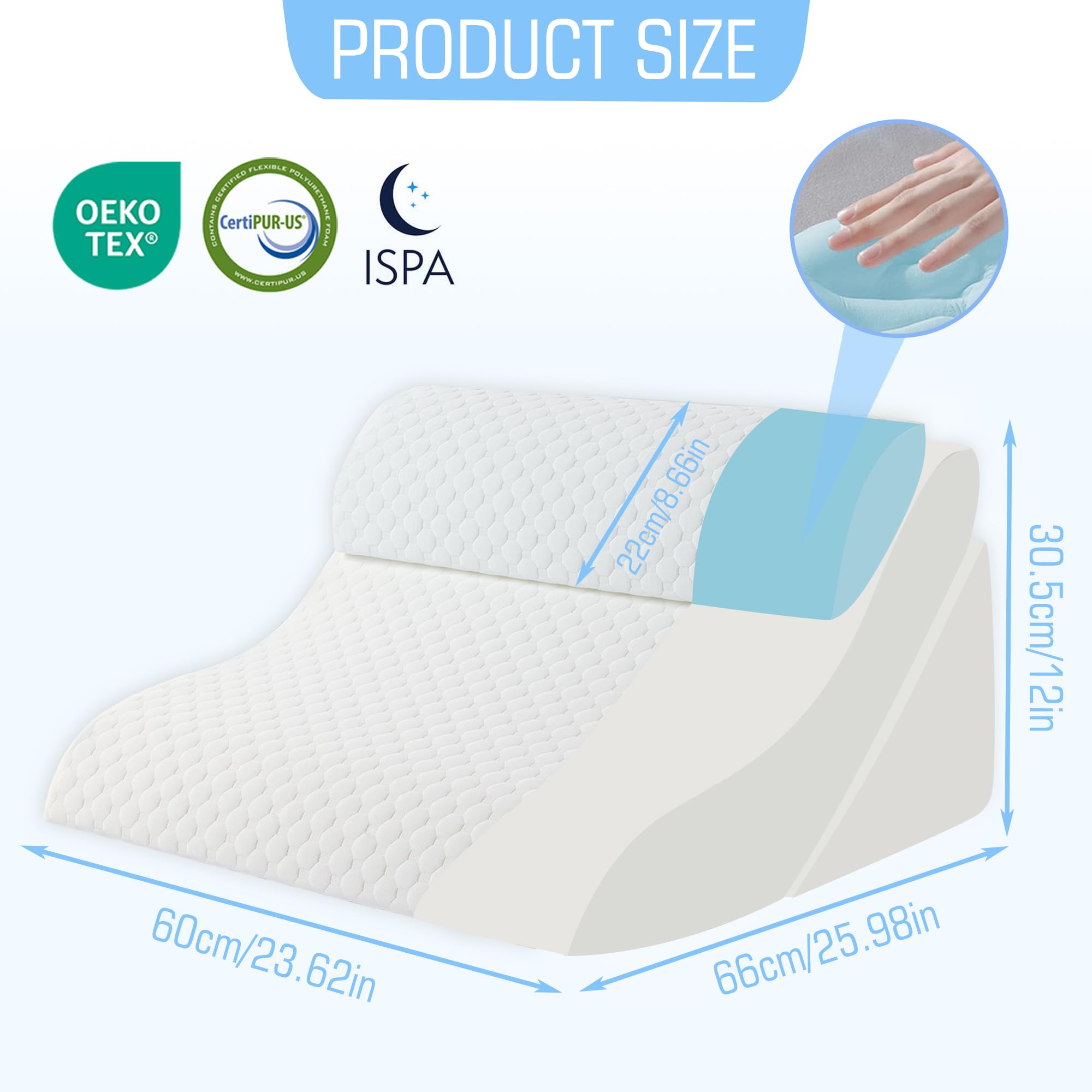 3PCS Bed Wedge Pillow for Sleeping, 20-in-1 Adjustable Memory Foam Pillow Wedge for Back Leg Pain Relief, 23