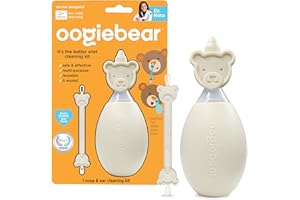 oogiebear BearPair Silicone Bulb Baby Nasal Aspirator and Ear & Nose Syringe, Safely Sucks Snot and Removes Mucus, Cleanable and Reusable, Grey