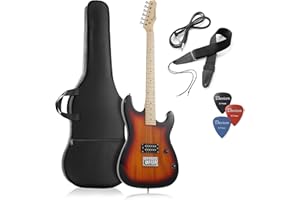 Davison Guitars 39" Full Size Electric Guitar in Sunburst - Right Handed Beginner Kit with Gig Bag and Accessories