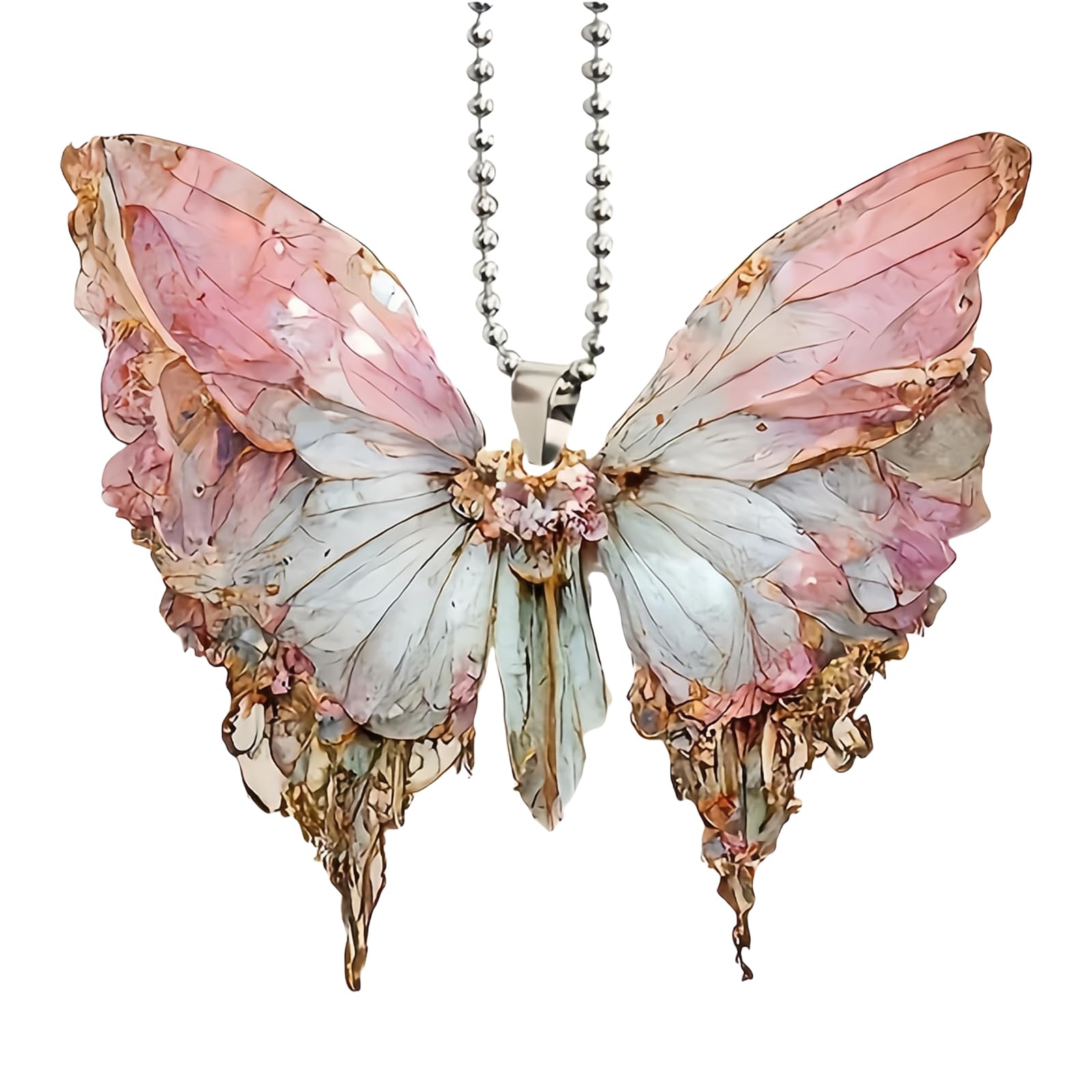 Acpetdr 5Pcs Butterfly Car Charms, Butterfly Charms, Flat Car Mirror Charms, Acrylic Butterfly Car Charms, Beautiful Charms for All Cars, Bags, Keychains