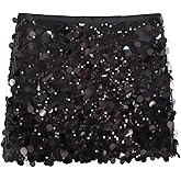 UXQIEN Women's Sequin Skirt Sparkly Mini Bodycon Low Waisted Glitter Dance Party Outfits Sexy Club Short Skirt