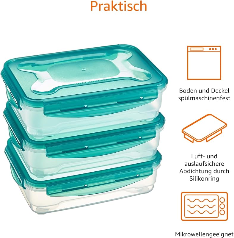Gefrierdosen mit Deckel, luftdicht, auslaufsicher, 3er-Set, 1,2l, farblos