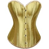 Womens Satin Bustier Corsets Top Sexy Strapless Lace Up Boned Waist Cincher Overbust Bustiers Plus Size Corsets