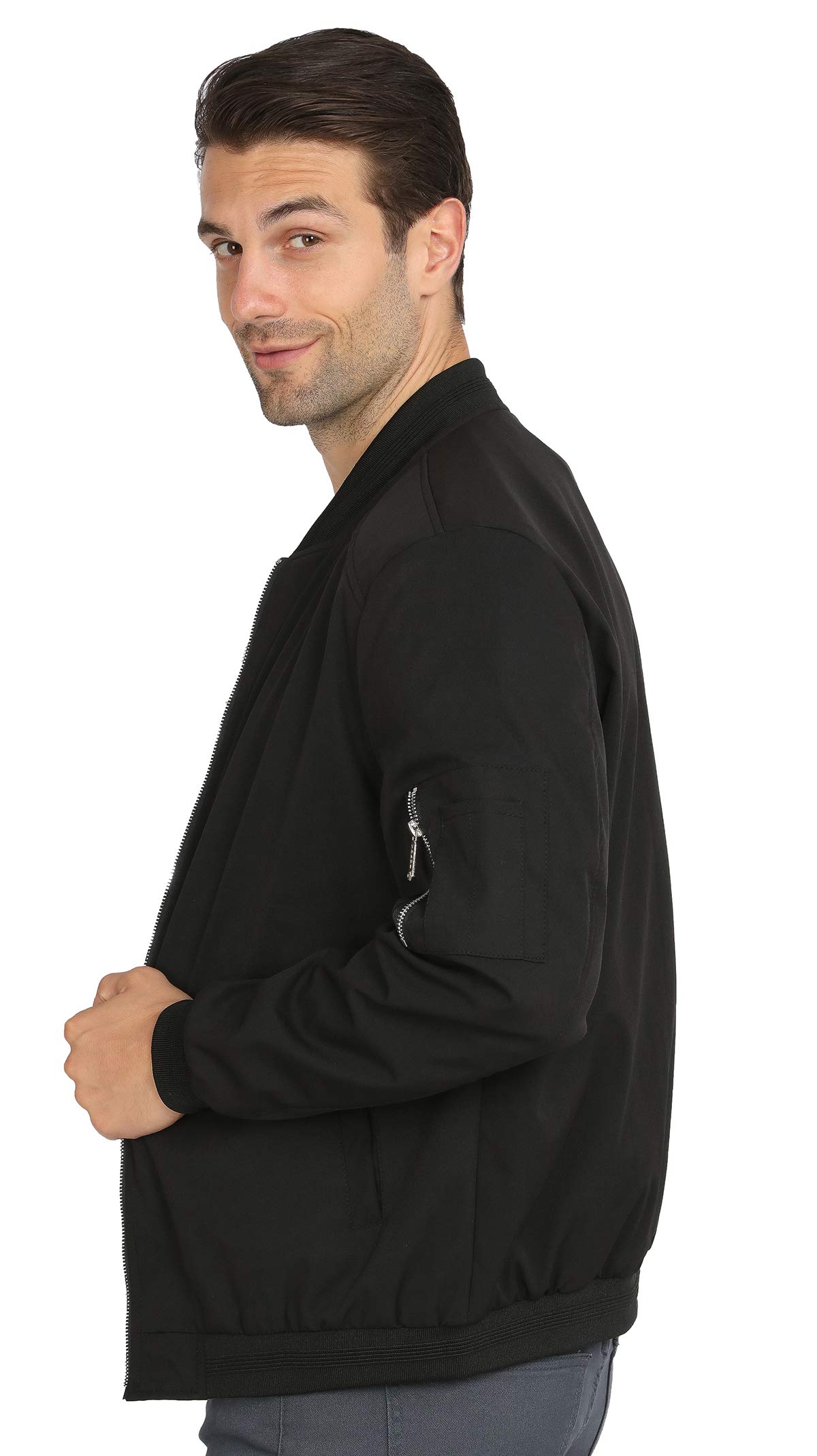 WULFUL Mens Casual Lightweight Jacket Softshell Flight Bomber‎ Medium, Black Wulful Mens Casual Lightweight Jacket Softshell Flight  main image 2