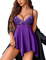 Avidlove Women Lingerie Satin Lace Chemise