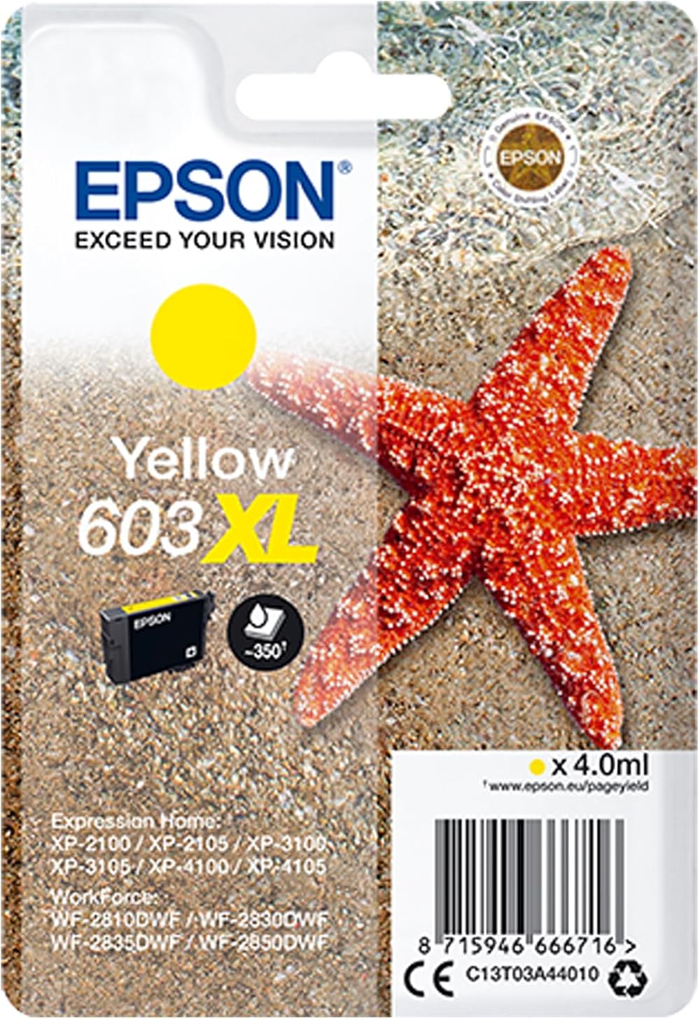 Epson 603XL Yellow Starfish Genuine Ink Cartridge 603XL Yellow