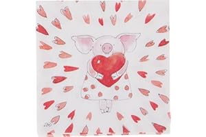 IHR 20-Count 3-Ply Cocktail Beverage Paper Napkins, 5 x 5-Inches, Piggy Love