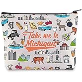 WZMPA Michigan State Travel Cosmetic Bag Michigan Souvenirs Gifts Take Me To Michigan Zipper Pouch Bag Michigan State Merchandise (To Michigan)