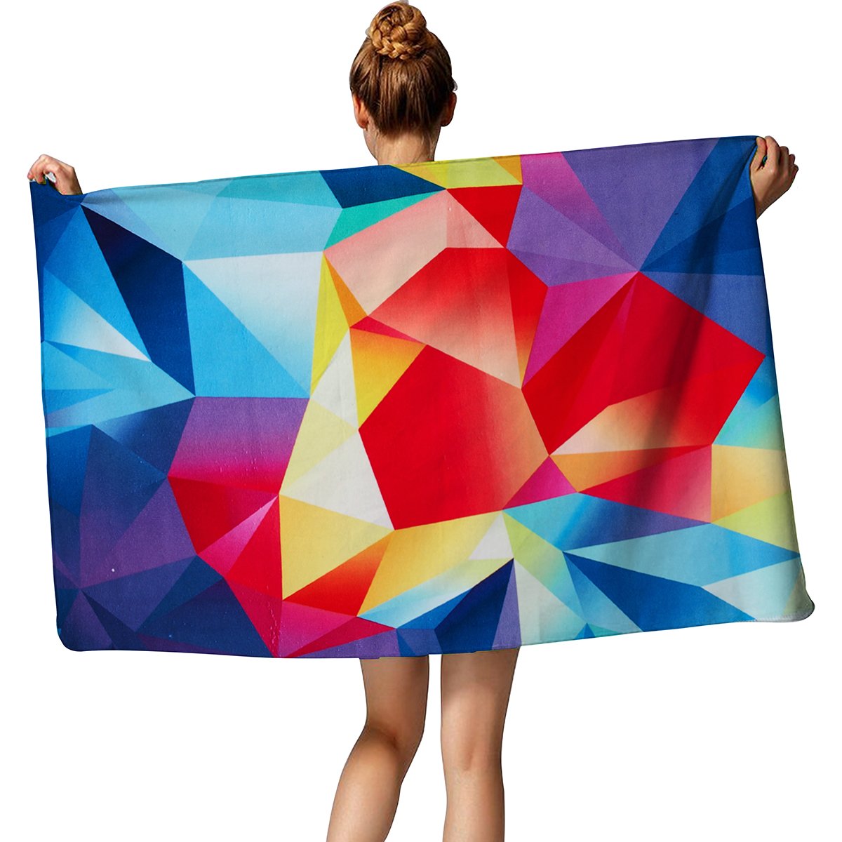 TUONROAD Unisex Luxury Beach Towels Geometry Diamond Hot Patterned Colorful Bathroom Towels Lightweight Absorbent Cozy Shower Towels 30\