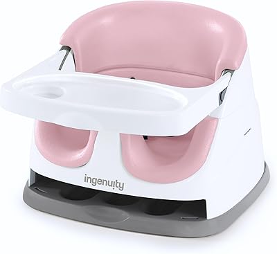 Ingenuity Baby Base 2-in-1 Seat Peony Booster Chair for Dining & Floor Use