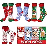 4 Pairs Christmas Socks Women Holiday Socks Warm Winter Cozy Socks Novelty Crew Socks Christmas Gifts for Women
