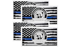 FSTURIOS 4PCS Thin Blue Line Sticker Code 4, Police Support Sticker American Flag Thin Line Decal, Waterproof Thin Line Flag Stickers Support Law Enforcement for Car Window Laptop (Larger)