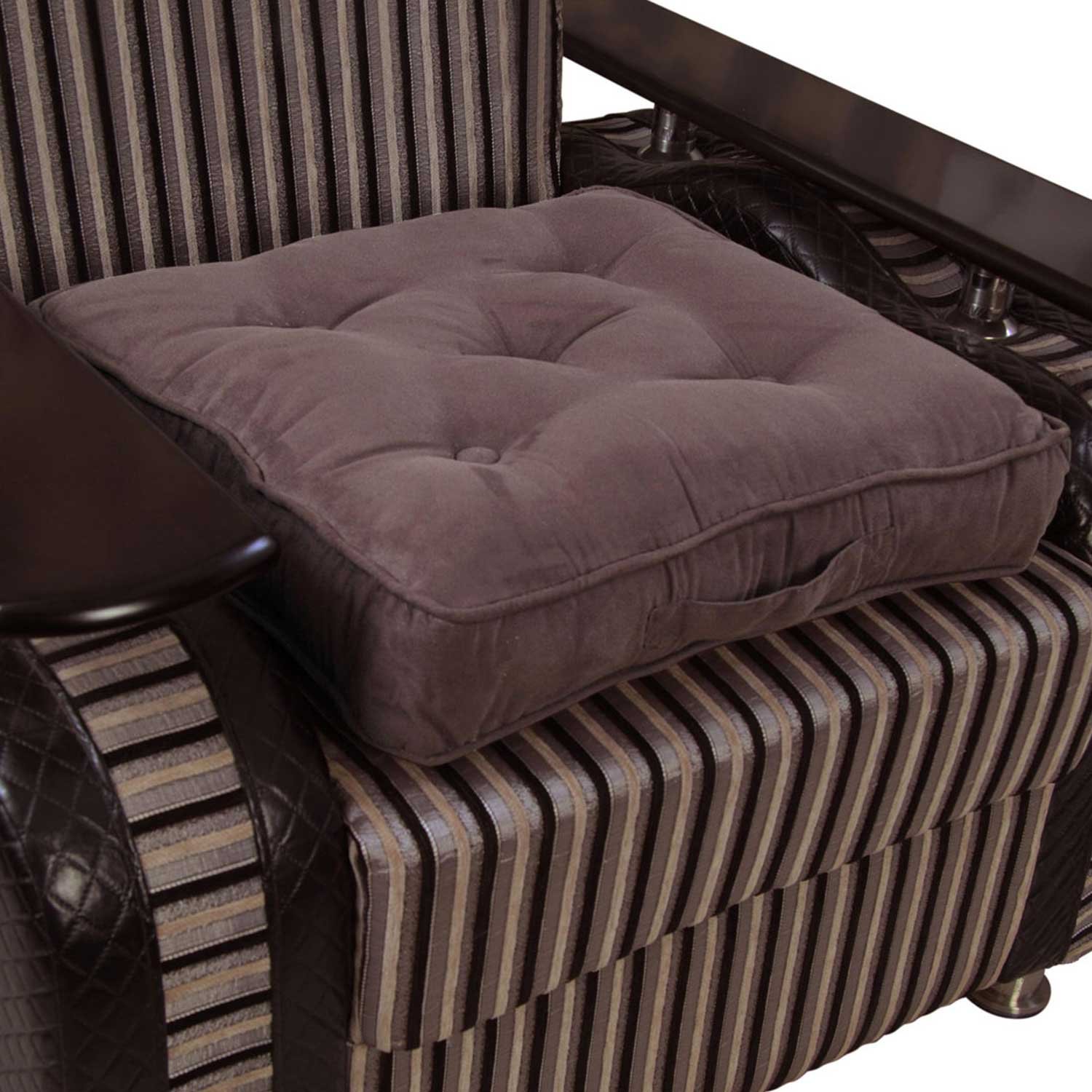 Homescapes Faux Suede Arm Chair Booster Cushion, Chocolate, with Supportive Filling, 10cm Lift