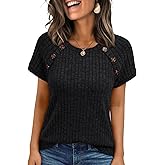 AUTOMET Women's Short Sleeve Shirts Business Casual Blouses Dressy Work Tunic Tops 2026 Spring Sweaters Fashion Clothes