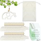 Thyle 36 Sets Elephant Friendship Ornaments with Story Cards White Velvet Bags Elephant Sister Gifts for Women Wooden Sisterhood Christmas Ornaments Gifts for Friends