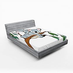 Ambesonne Tropical Animals Fitted Sheet Set, Mother
