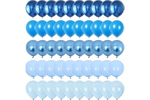 TOGVU Blue Balloon Set, 60 Packs 12 Inches Metallic Balloons Pearl Macaron Baby Blue Balloon Light Blue Mixed Ballons for Bridal Shower, Baby Shower, Birthday, Wedding Party