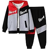 Zylvae Kid Boys' CLothes Half-Zip Hoodie Top and Sweatpants Set Fall Outfit for Ages 6-12