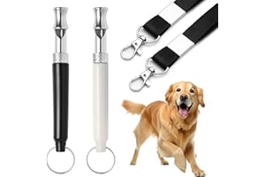 XXINMOH 2 Pack Dog Whistle - Dog Whistle to Stop Barking Neighbor's Dog & Long Range Recall, Adjustable Ultrasonic Silent Dog Whistle with Lanyard for Training Recall, Professional Obedience (Black & White)