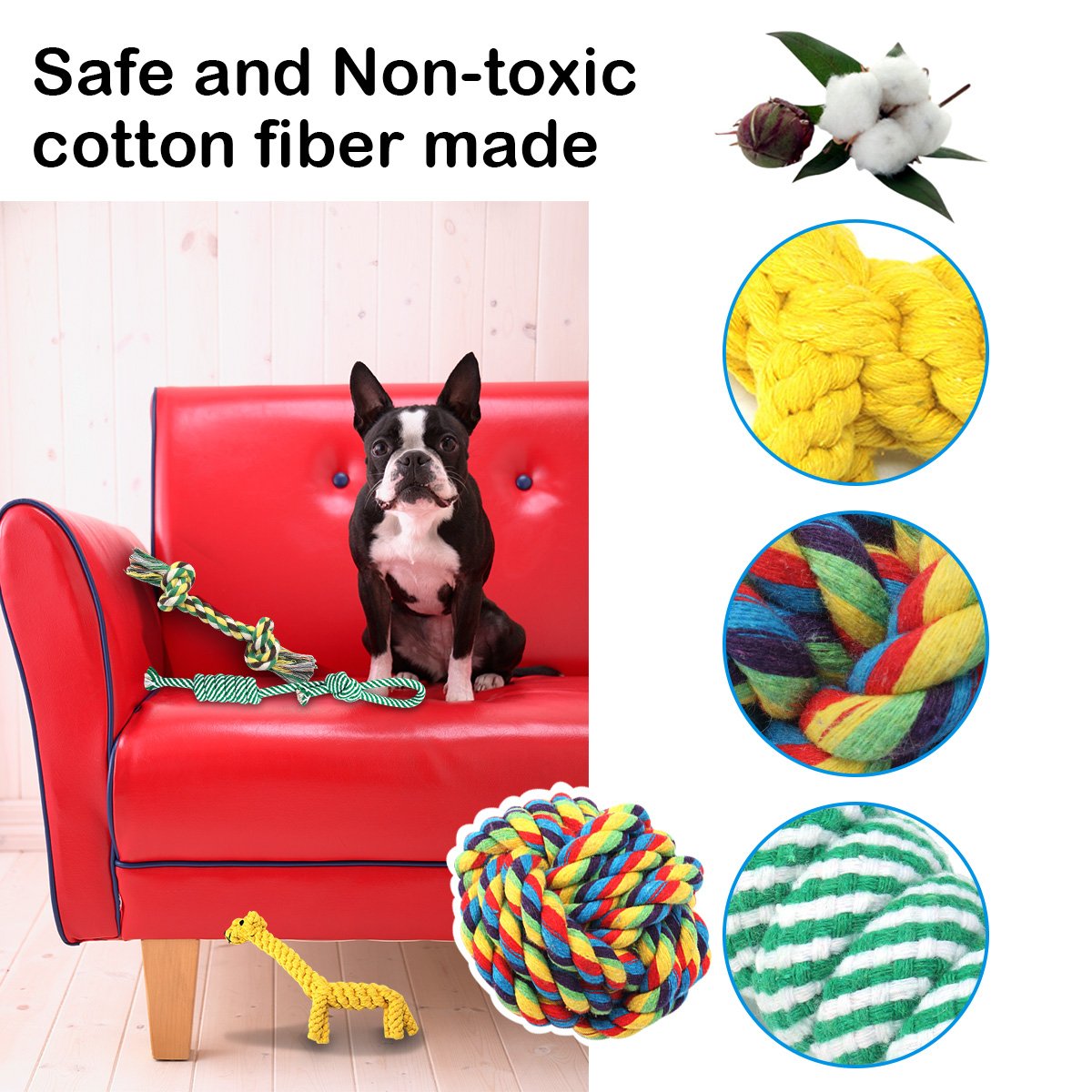 Focuspet Juguetes para Perros Juguetes de Cuerda de 6 Piezas para Perros, Dientes, Entrenamiento IQ para Perros pequeños y medianos