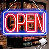 16.5" X 9" Led Neon Open Signs for Business Ultra Bright Plug In Electric Light Up Open Signs with ON/OFF Switch and 12V/2A AC Adapter for Storefront Window Bar Salon Coffee Stores (Horizontal)