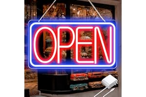 SHZHYIS 16.5" X 9" Led Neon Open Signs for Business Ultra Bright Plug In Electric Light Up Open Signs with ON/OFF Switch and 12V/2A AC Adapter for Storefront Window Bar Salon Coffee Stores (Horizontal)