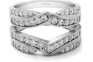 TwoBirch Sterling Silver Infinity Bypass Engagement Ring Guard With Cubic Zirconia (3/4 ct., Size 7)