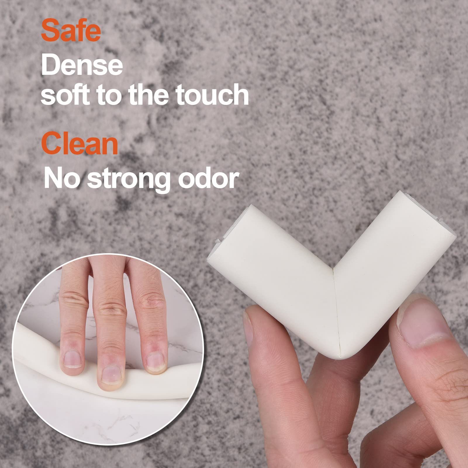 Baby Proofing Edge and Corner Guards, Safety Furniture Bumper with 3M Double-Sided Tape,16.40ft Edge + 4 Pre-Taped Corners Baby Corner Protector for Fireplace, Table, Stair, Cabinet (Beige White)
