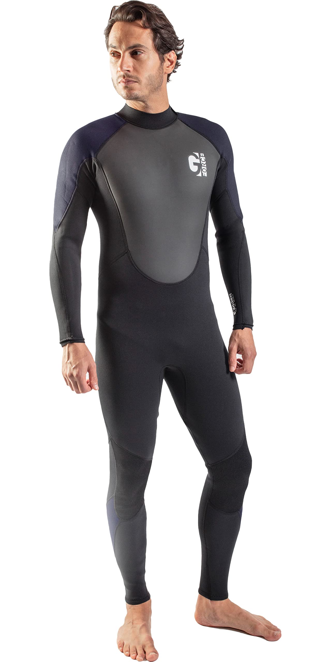 Gul Mens G-Force 3mm Back Zip Flatlock Wetsuit - Black Navy