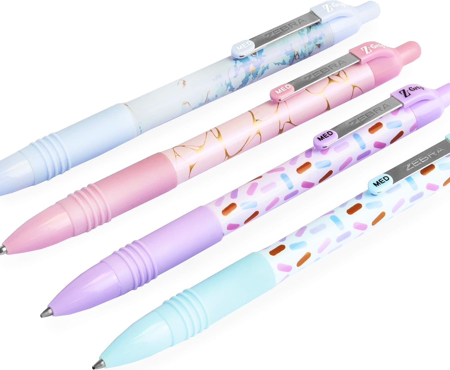 Zebra Z-Grip Smooth Sweetie/Blush Ballpoint Pen - 1.0mm - Black Ink (Pack of 4), Blue,Violet,Pink,Black